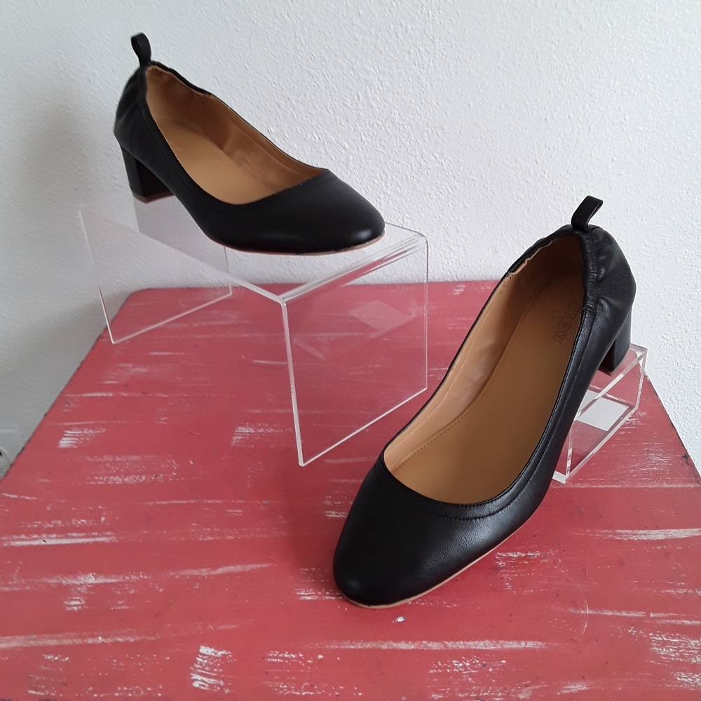 J Crew Black Leather Pumps Heels Size 8.5